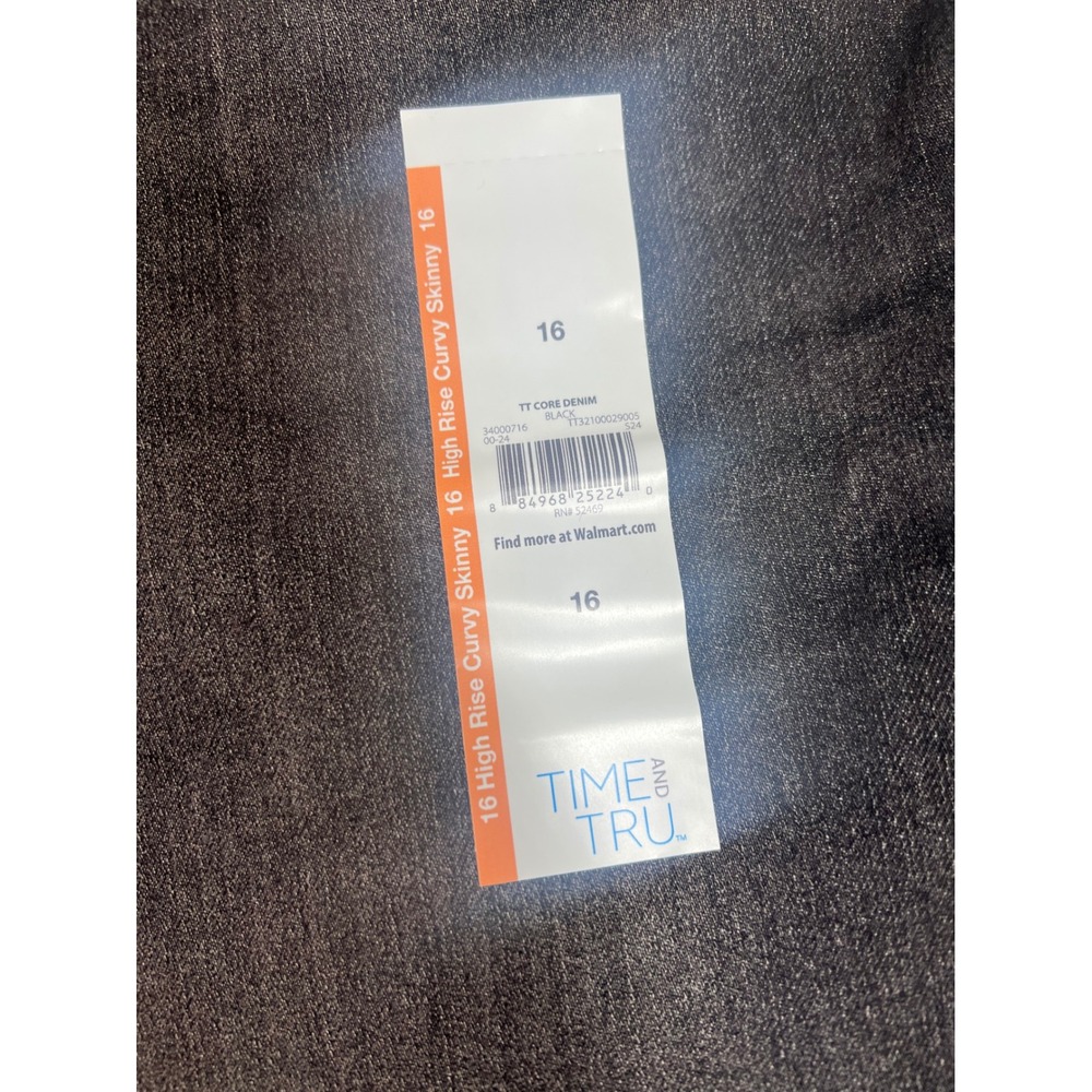 Time and Tru High Rise Curvy Skinny Jeans Womens Black NWT Faded Stretch Denim - Picture 3 of 6